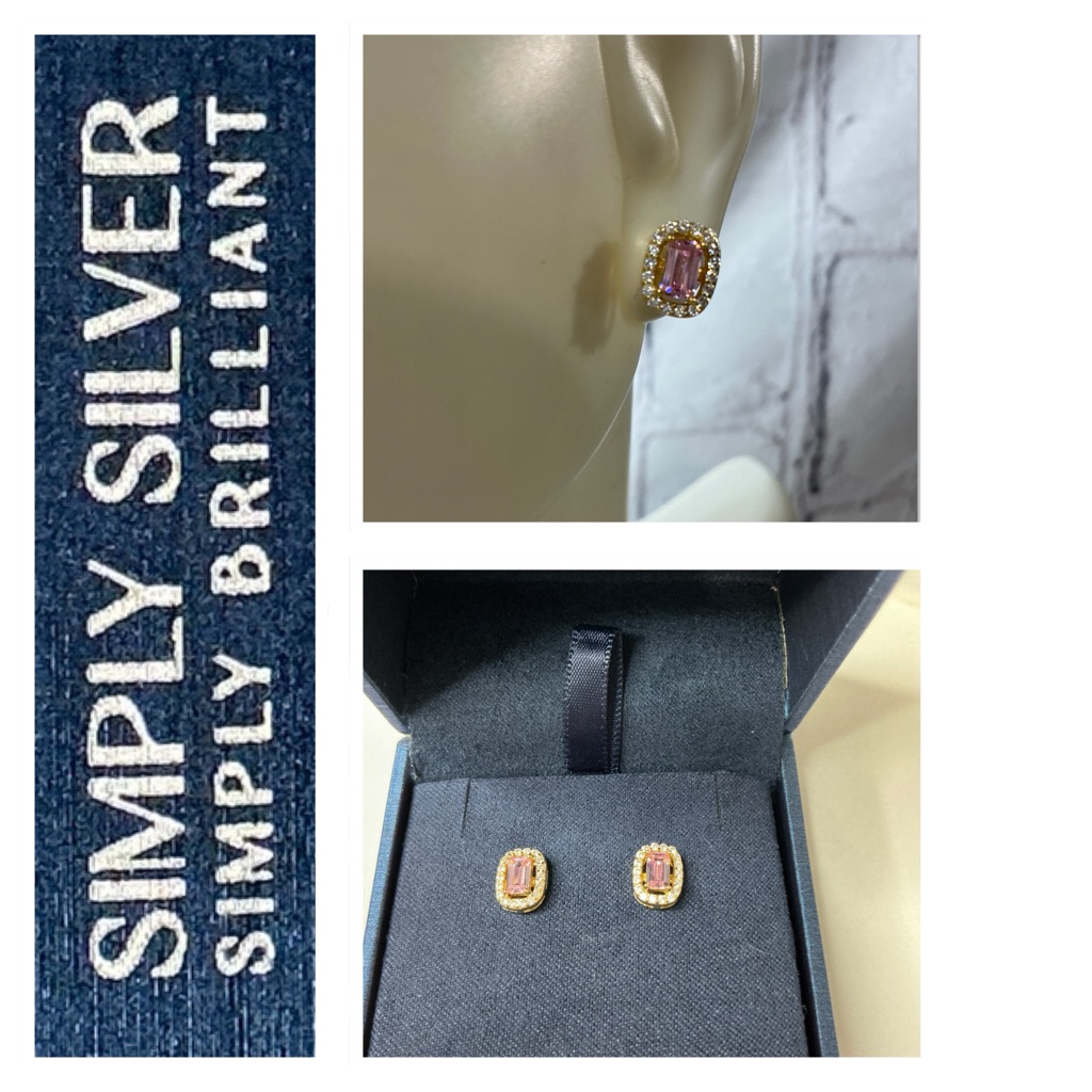 Sterling Silver Pink Sapphire And Gold Earrings